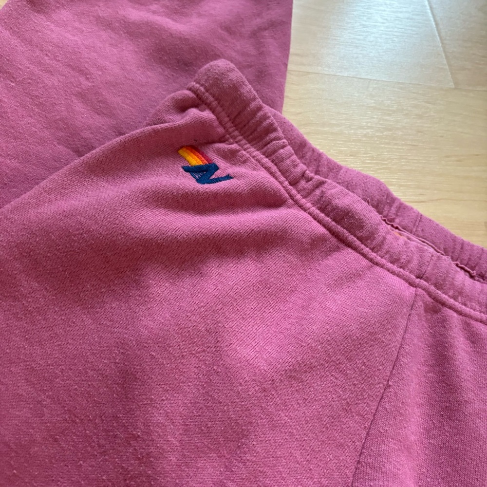 AVIATOR NATION 5 Stripe Sweatpants in a MagentaSize Large - Picture 2 of 9